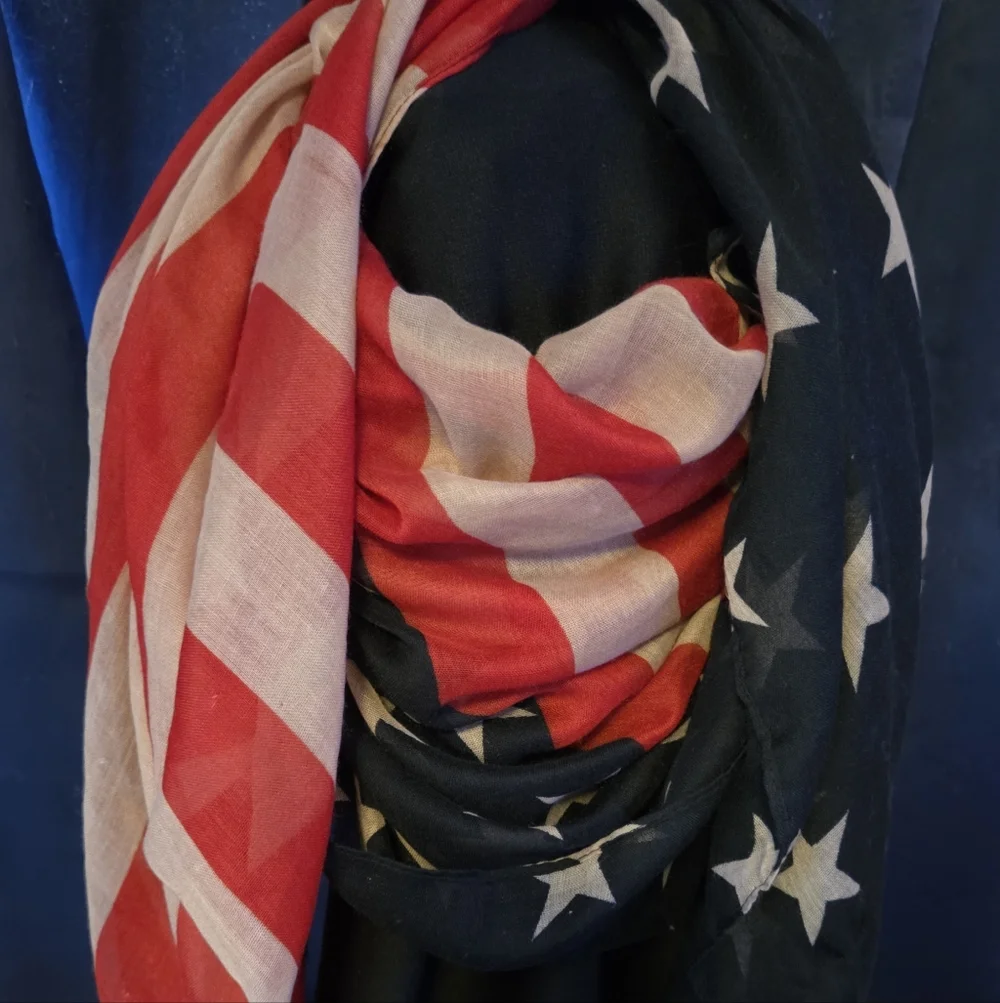 American Flag Scarf Wrap USA 250th Birthday Patriotic Stars & Stripes